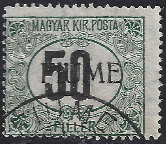 BO23-24 - 1918 - Hungarian tax postmarks 50 black and green filler watermark C with machine-made FIUME overprint used (C3).