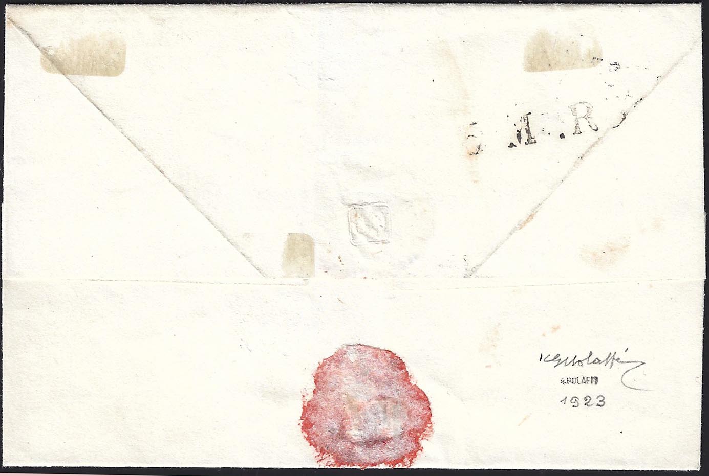 BO23-2 1852 - Lettera spedita da Torino per Alessandria affrancata con c. 20 azzurro vivo III riporto, splendida (2d)