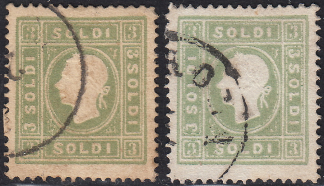 I issue, c. 5 ocher yellow with reversed counterprint, used (13)