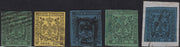 BO24_254 - 1852 - Emissione con e senza punto dopo la cifra, insieme di valori usati o su frammento (1, 3, 6, 7, 10).