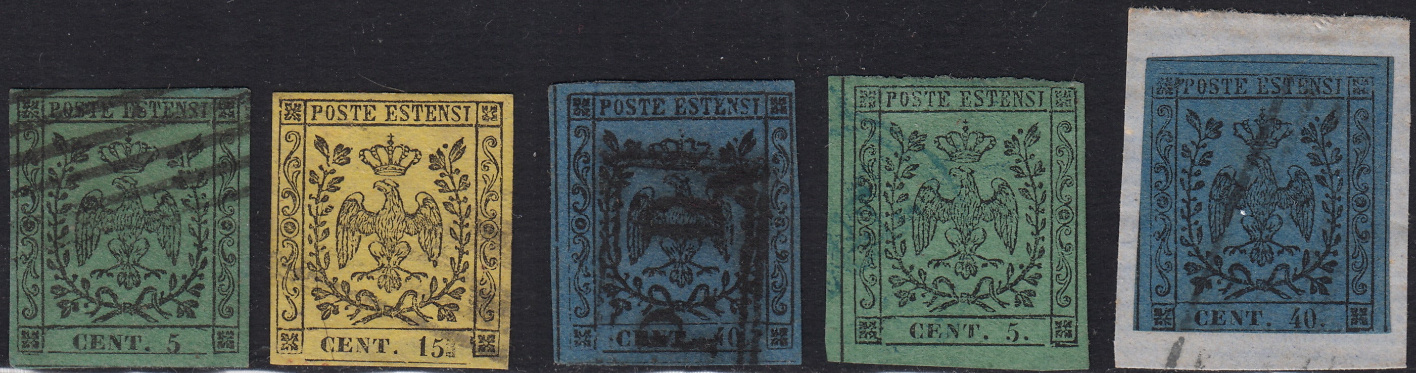 1852 - Duchy of Modena issue with dot after the figure, c. 10 new pink rubber intact (9)