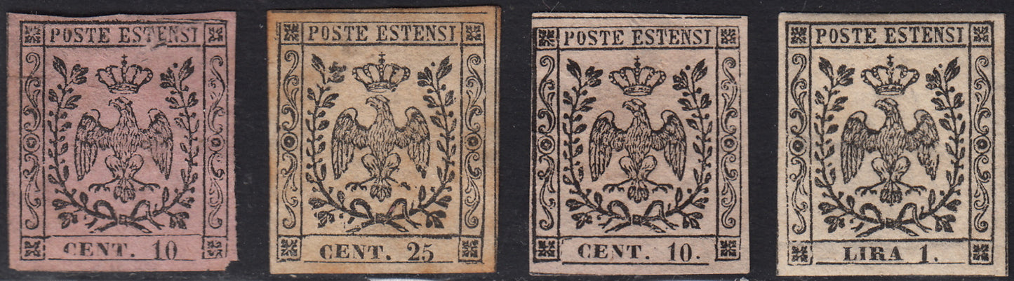 BO24_255 - 1852 - Emissione con e senza punto dopo la cifra, insieme di valori nuovi, i due c. 10 senza gomma e con difetti (2, 4, 9, 11).