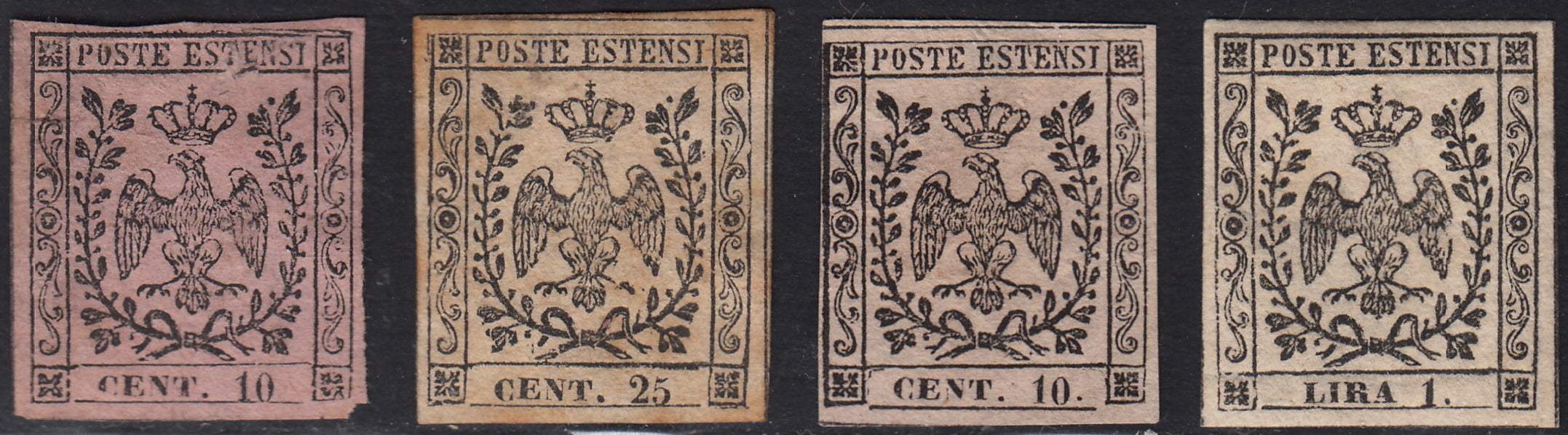 1852 - Duchy of Modena issue with dot after the figure, c. 10 new pink rubber intact (9)