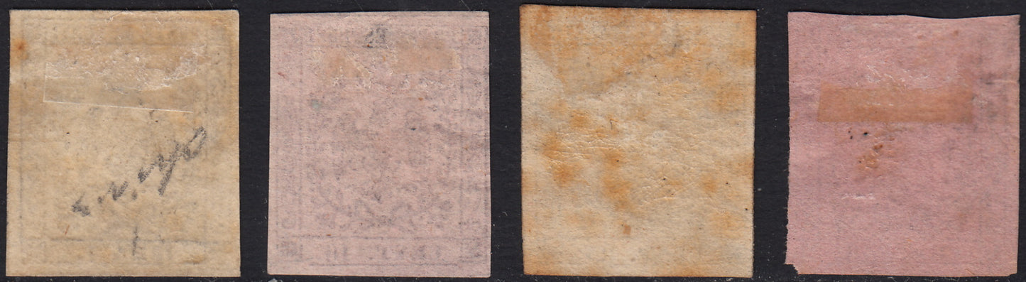 BO24_255 - 1852 - Emissione con e senza punto dopo la cifra, insieme di valori nuovi, i due c. 10 senza gomma e con difetti (2, 4, 9, 11).