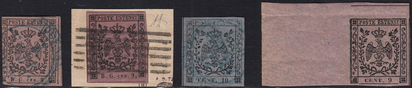 1852 - Duchy of Modena issue with dot after the figure, c. 10 new pink rubber intact (9)