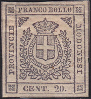 BO24_259_5 - 1859 - Scudo di Savoia sormontato da corona reale,c.20 lilla nuovo con gomma (15a)