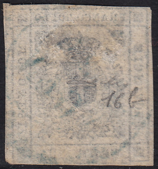 BO24_260 - 1859 - Scudo di Savoia sormontato da corona reale, c. 20 lilla violaceo scuro usato con annulo originale, (16b).