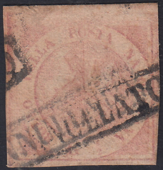 BO24_266 - 1858 - Stemma delle Due Sicilie, 1/2 grano rosa chiaro I tavola usato (1)
