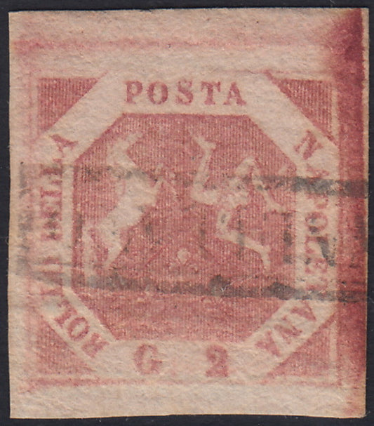 BO24_268 - 1858 - Stemma delle Due Sicilie, 2 grana rosa brunastro II tavola usato (6)