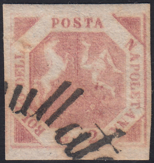 BO24_269 - 1858 - Stemma delle Due Sicilie, 2 grana rosa carminio III tavola usato con svolazzo (7)