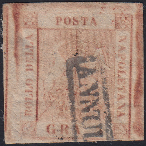 BO24_270 - 1858 - Stemma delle Due Sicilie, 5 grana rosa brunastro I tavola usato (8)