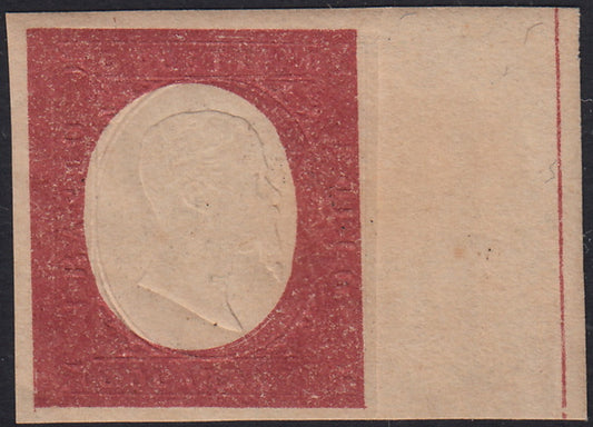 BO2510_13 - 1854 - Emissione Non Emessa, c. 40 rosso mattone nuovo con gomma originale e con linea di riquadro esterna a destra (12bb)