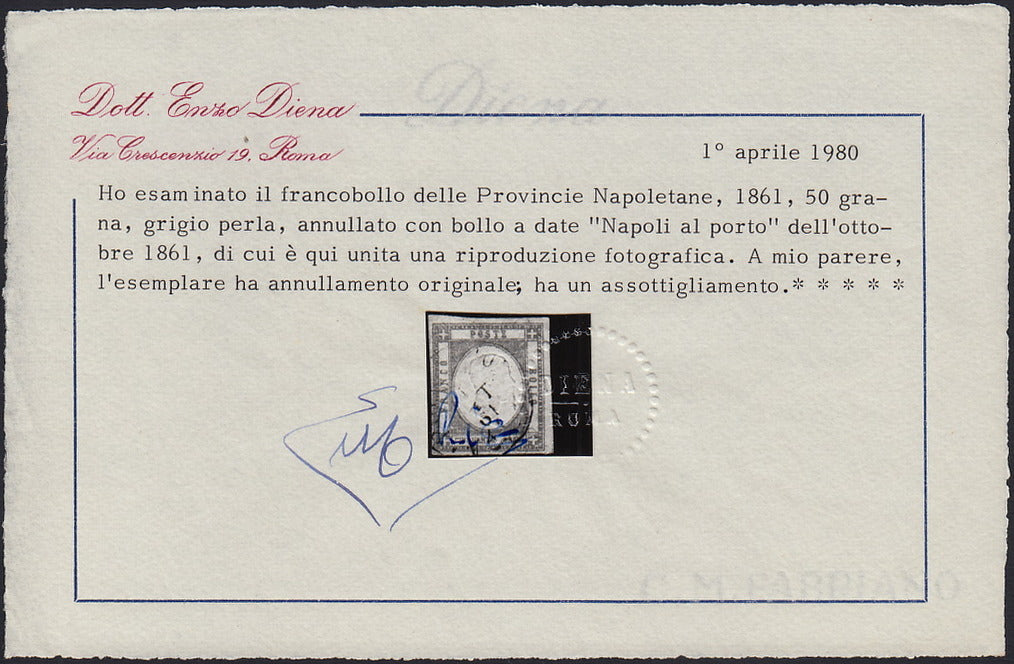BO2511-15 - 1861 - Effigie di Vittorio Emanuele II volta a destra, Province Napoletane, 50 grana grigio perla usato (24)