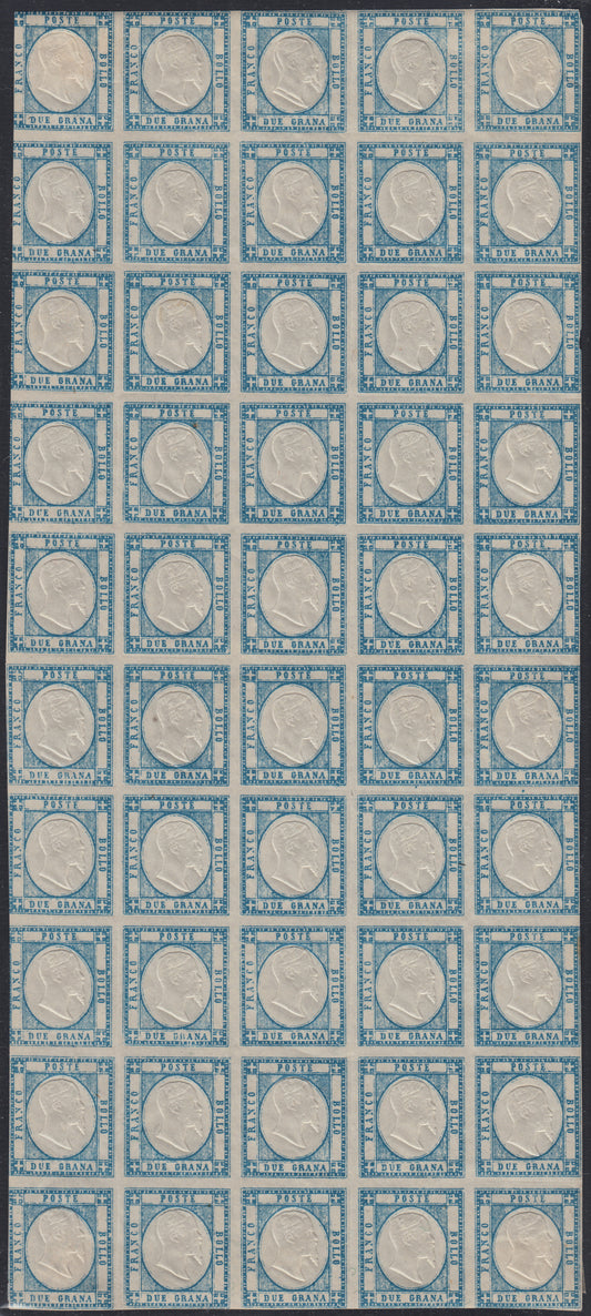 BO2511_2 - 1861 - Province Napoletane, 2 grana azzurro chiaro foglio completo di 50 esemplari nuovo con gomma (20)