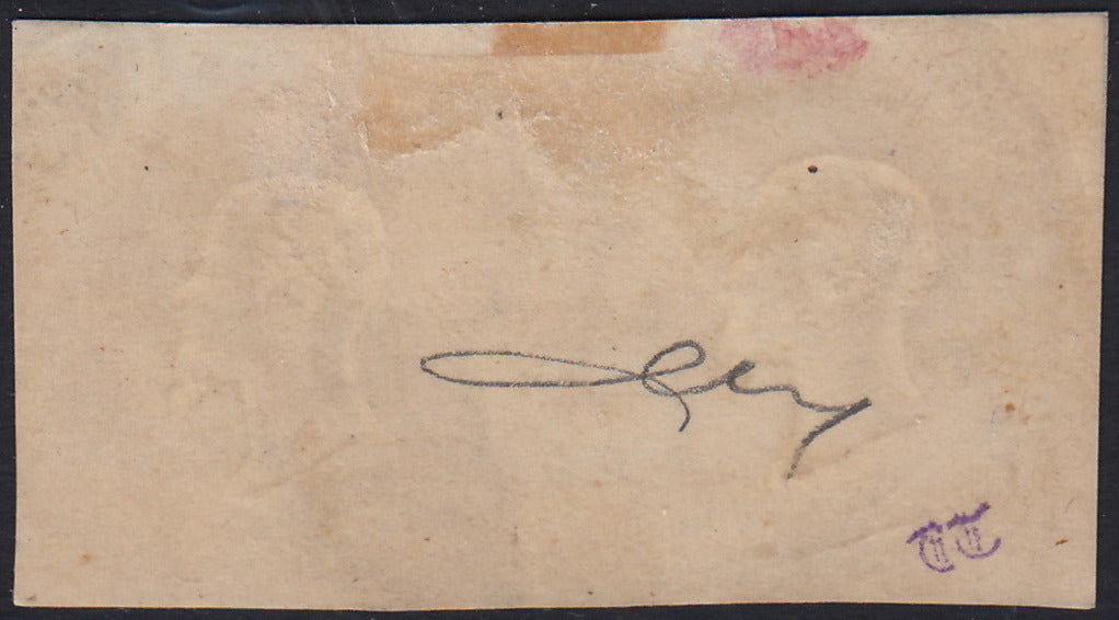 1861 - 1 black grain, copy with triple effigy, new with original rubber (19 AD). Cardillo certificate.