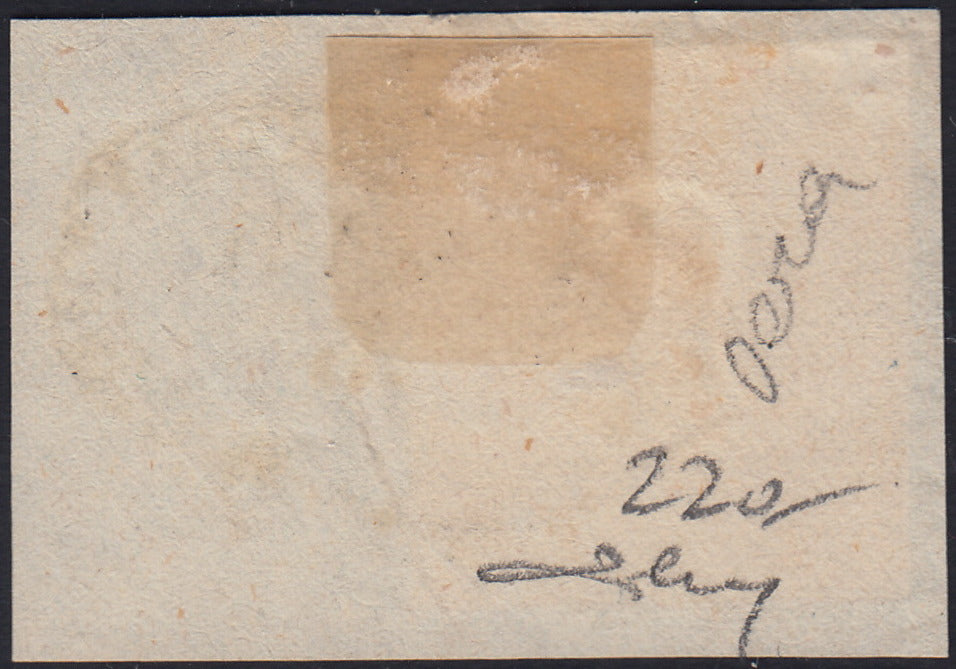 BO2511_38 - 1861 - Effigie di V.E.II 10 gr. giallo ocra usato su frammento "Ufficio Postale del Porto di Napoli 30 MAR 1861" (22a)