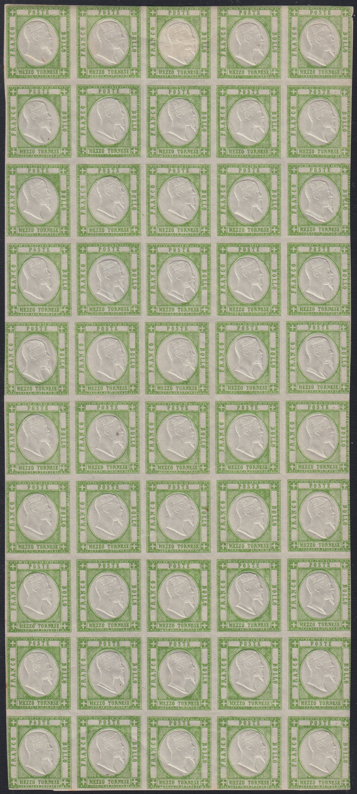 BO2511_3 - 1861 - Province Napoletane, 1/2 tornese verde foglio completo di 50 esemplari nuovo con gomma (17)