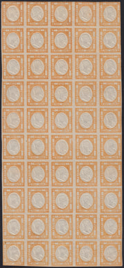 F18-196 - 1861 - Neapolitan Provinces, 10 grain orange complete sheet of 50 copies new with rubber (22)