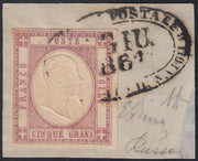 PN95 - 1861 - 50 grain gray block of four new copies with beautiful original rubber (24).