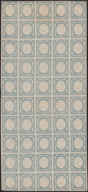 F15-70 - 1861 - Neapolitan Provinces, 50 grain blue gray complete sheet of 50 copies, new, intact (24th)