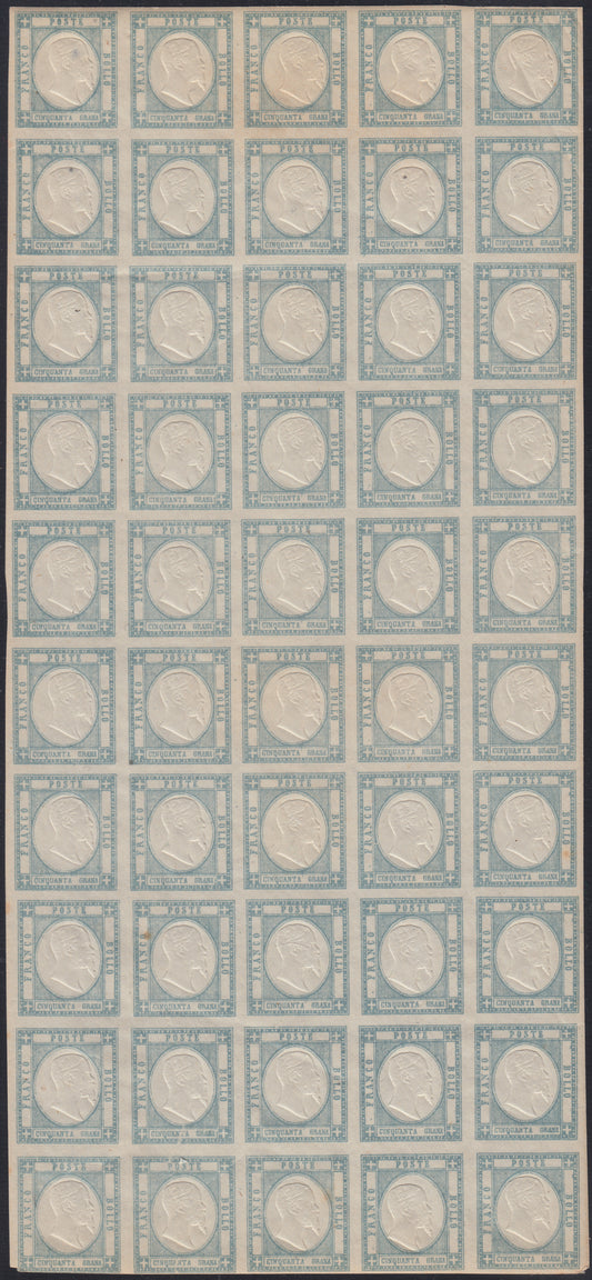 BO2511_5 - 1861 - Province Napoletane, 50 grana grigio perla foglio completo di 50 esemplari nuovo integro (24)