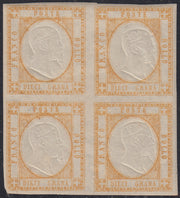 PN95 - 1861 - 50 grain gray block of four new copies with beautiful original rubber (24).
