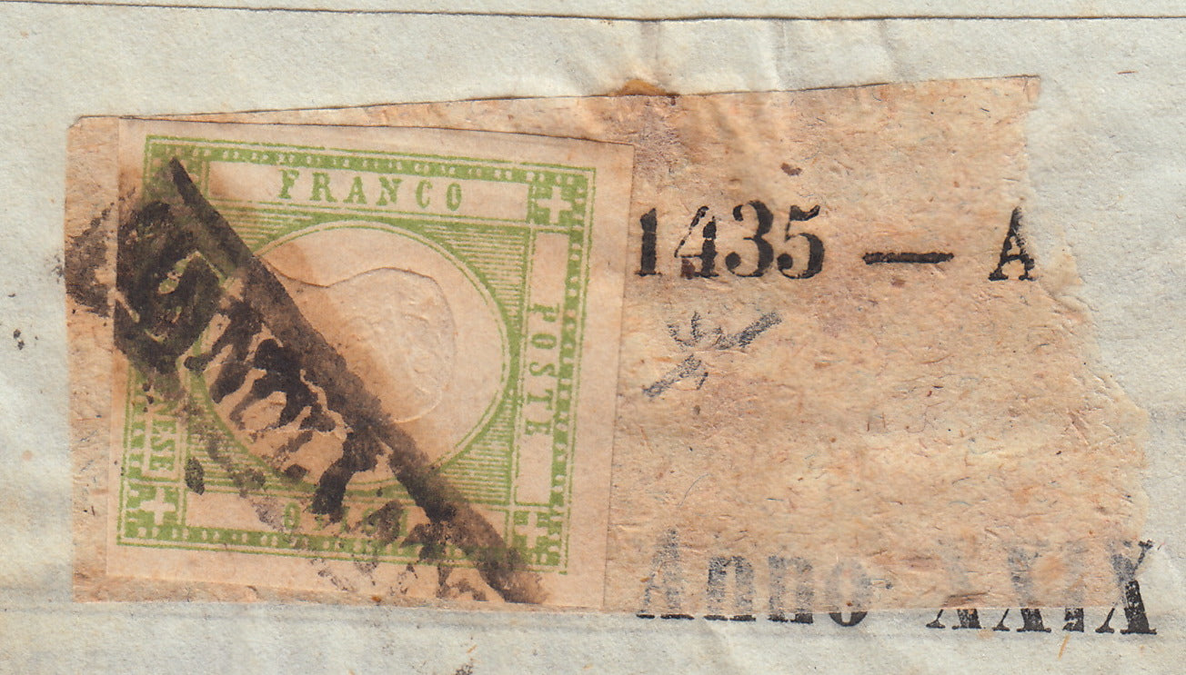 BO2512_26 - 1861 - Giornale "l'Omnibus" del 7/3/61 affrancato con 1/2 tornese verde giallo chiaro (17a)