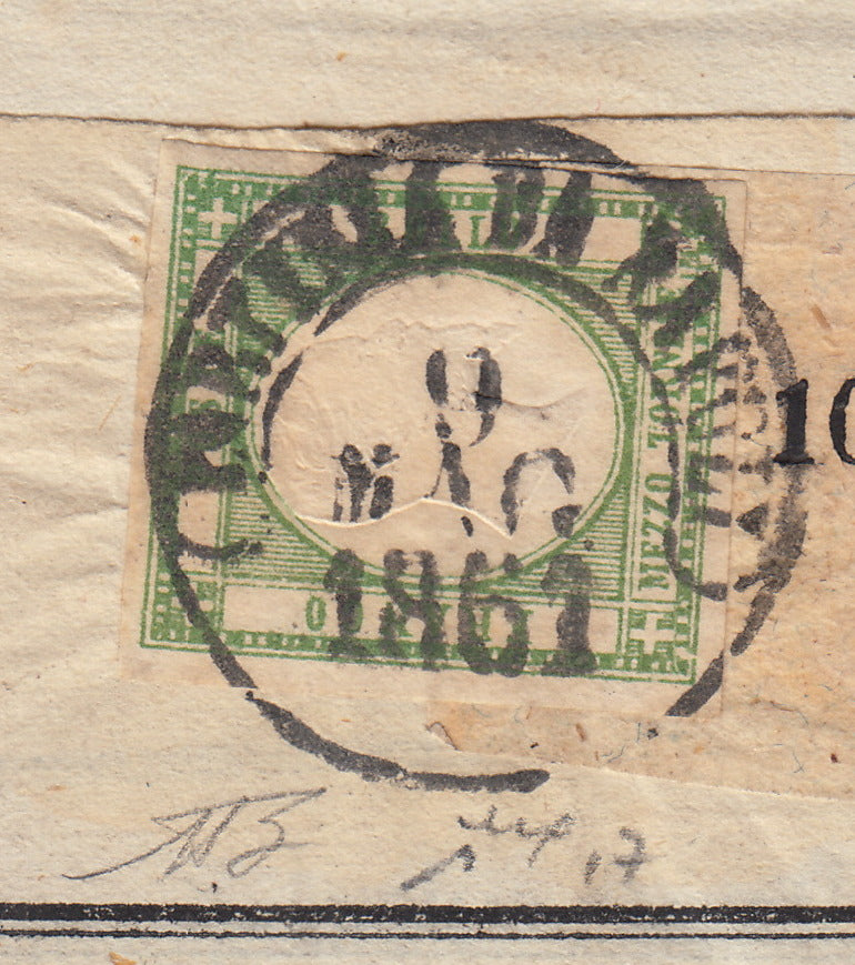 BO2512_28 - 1861 - Giornale "l'Omnibus" del 9/5/61 affrancato con 1/2 tornese verde (17)