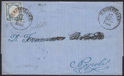 BO2512_36 - 1861 - Lettera spedita da Bisceglie per Napoli 17/12/61 affrancata con gr. 2 azzurro ardesia (20c)