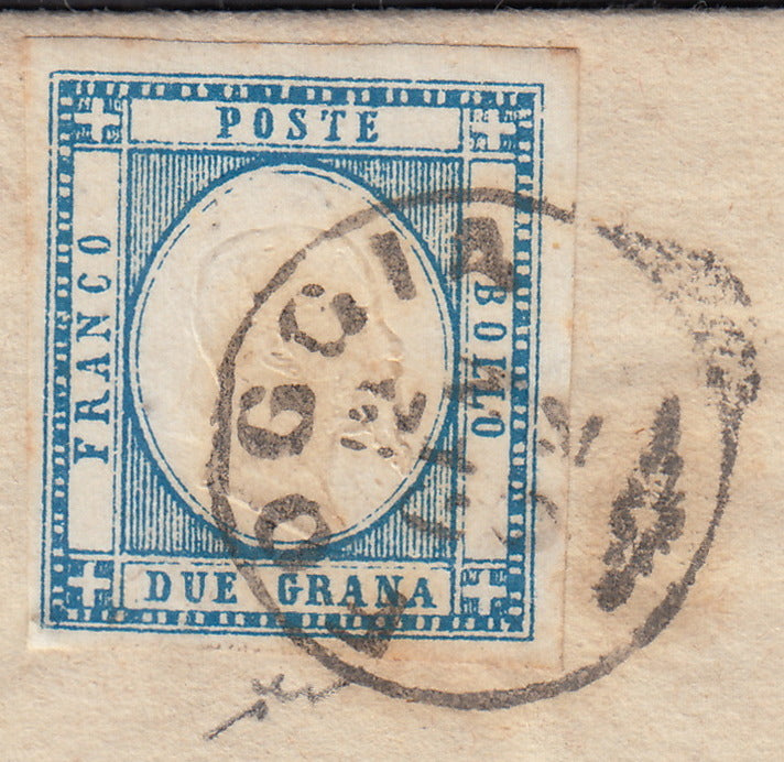 BO2512_42 - 1862 - Lettera spedita da Foggia per Castelnuovo 12/1/62 affrancata con gr. 2 azzurro chiaro (20)