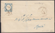 BO2512_44 - 1861 - Lettera spedita da Teramo per Aquila 6/11/61 affrancata con gr. 2 azzurro (20b)