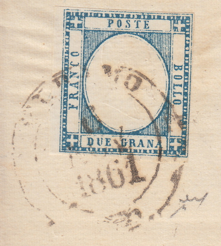 BO2512_44 - 1861 - Lettera spedita da Teramo per Aquila 6/11/61 affrancata con gr. 2 azzurro (20b)