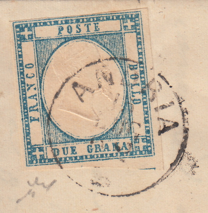 BO2512_48 - 1862 - Lettera spedita da Andria per Cerignola 14/7/62 affrancata con gr. 2 azzurro chiaro (20)