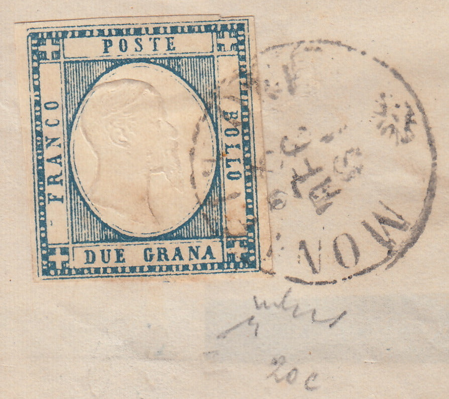 1861 - 1 black grain, copy with triple effigy, new with original rubber (19 AD). Cardillo certificate.