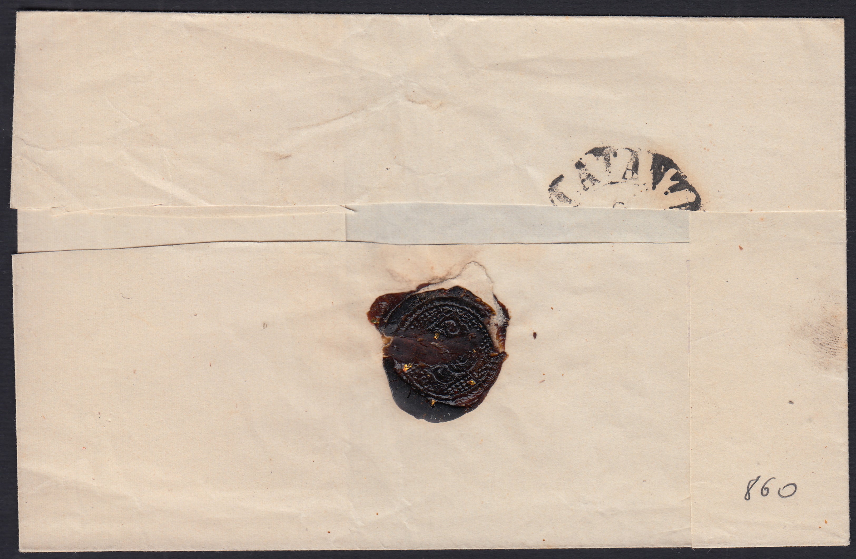 1861 - 1 black grain, copy with triple effigy, new with original rubber (19 AD). Cardillo certificate.