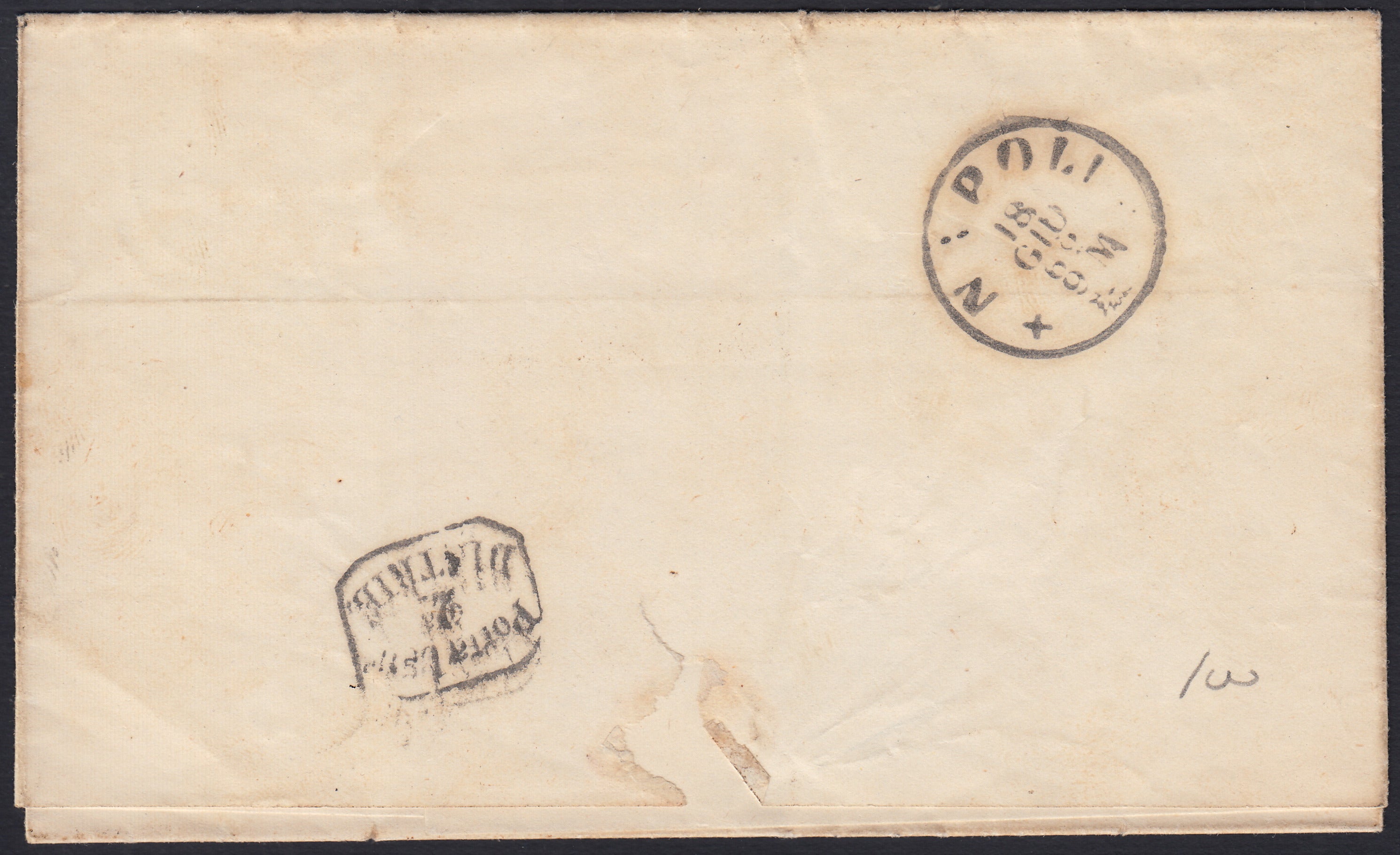1861 - 1 black grain, copy with triple effigy, new with original rubber (19 AD). Cardillo certificate.