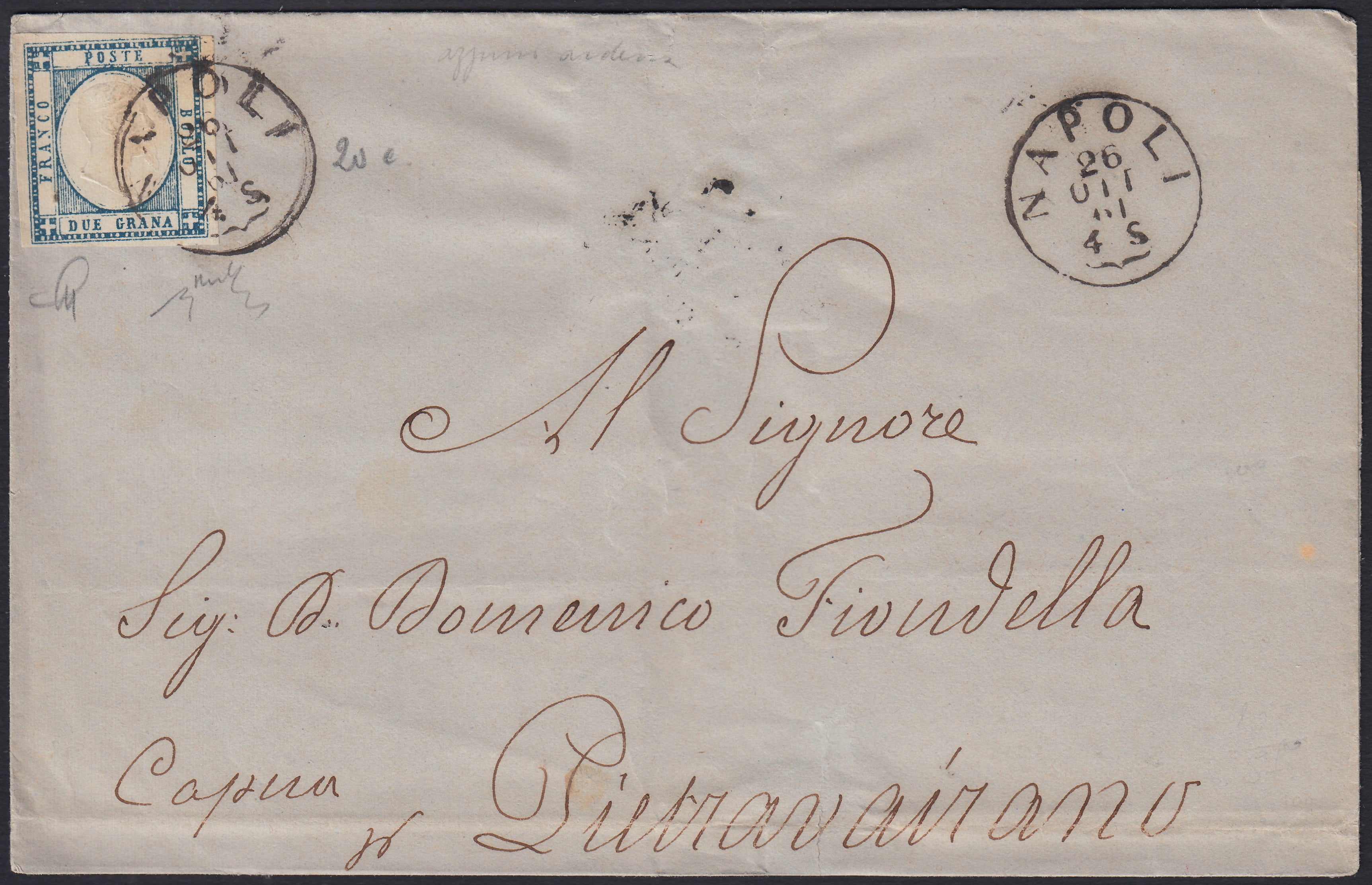 1861 - 1 black grain, copy with triple effigy, new with original rubber (19 AD). Cardillo certificate.