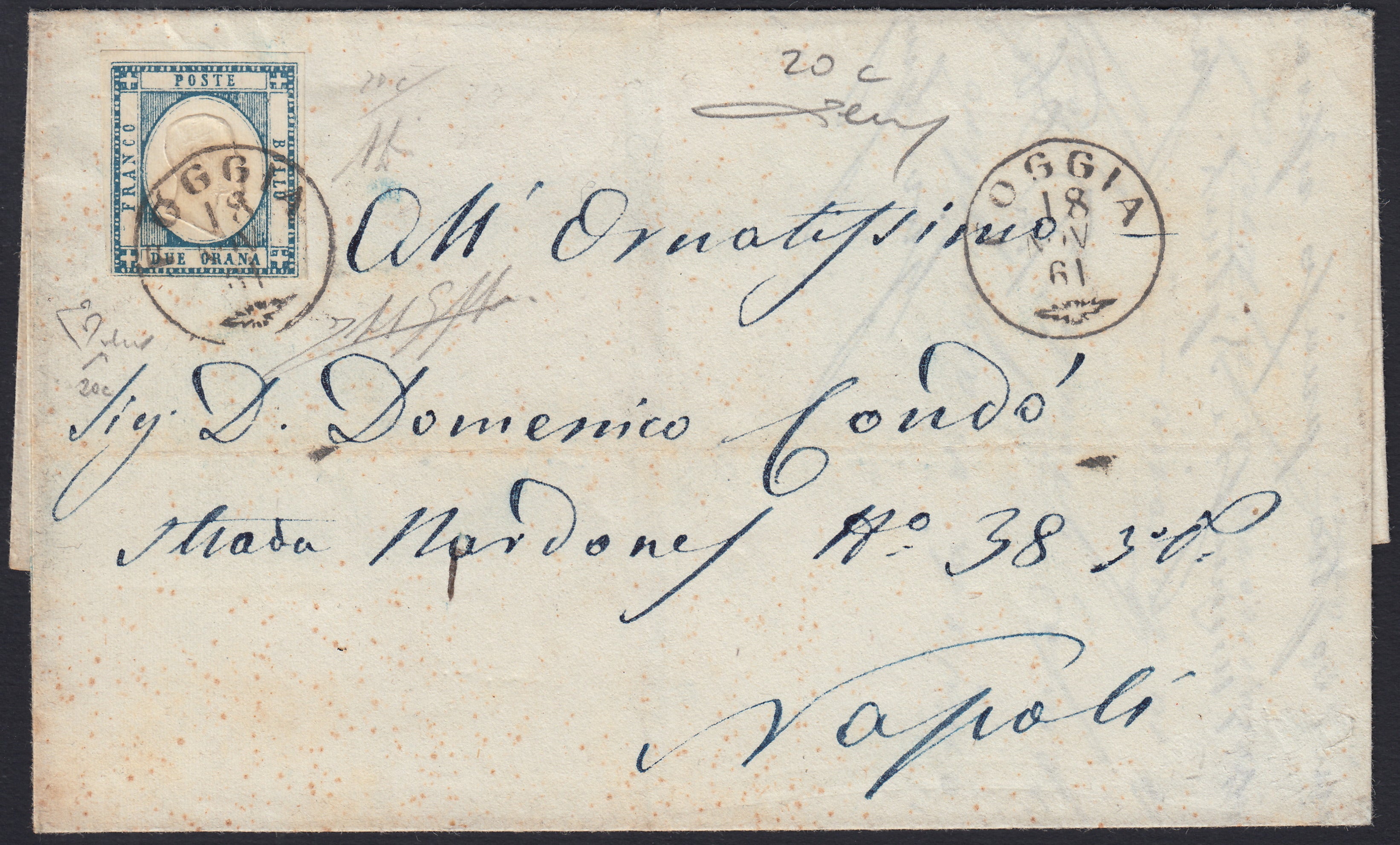 1861 - 1 black grain, copy with triple effigy, new with original rubber (19 AD). Cardillo certificate.