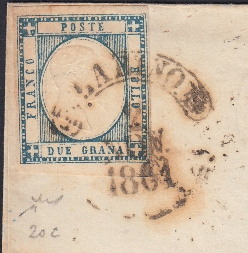 1861 - 1 black grain, copy with triple effigy, new with original rubber (19 AD). Cardillo certificate.