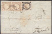 BO2512_6 - 1862 - Lettera spedita da Isernia per Napoli 4/5/62 affrancata con 1/2 grano grigio bruno + 1 grano nero intenso (18a + 19c)