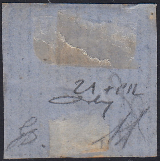 1861 - 1 black grain, copy with triple effigy, new with original rubber (19 AD). Cardillo certificate.