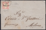 BO2515_10 - 1861-  Lettera spedita da Napoli per Milano affrancata con 5 grana rosa (21e)