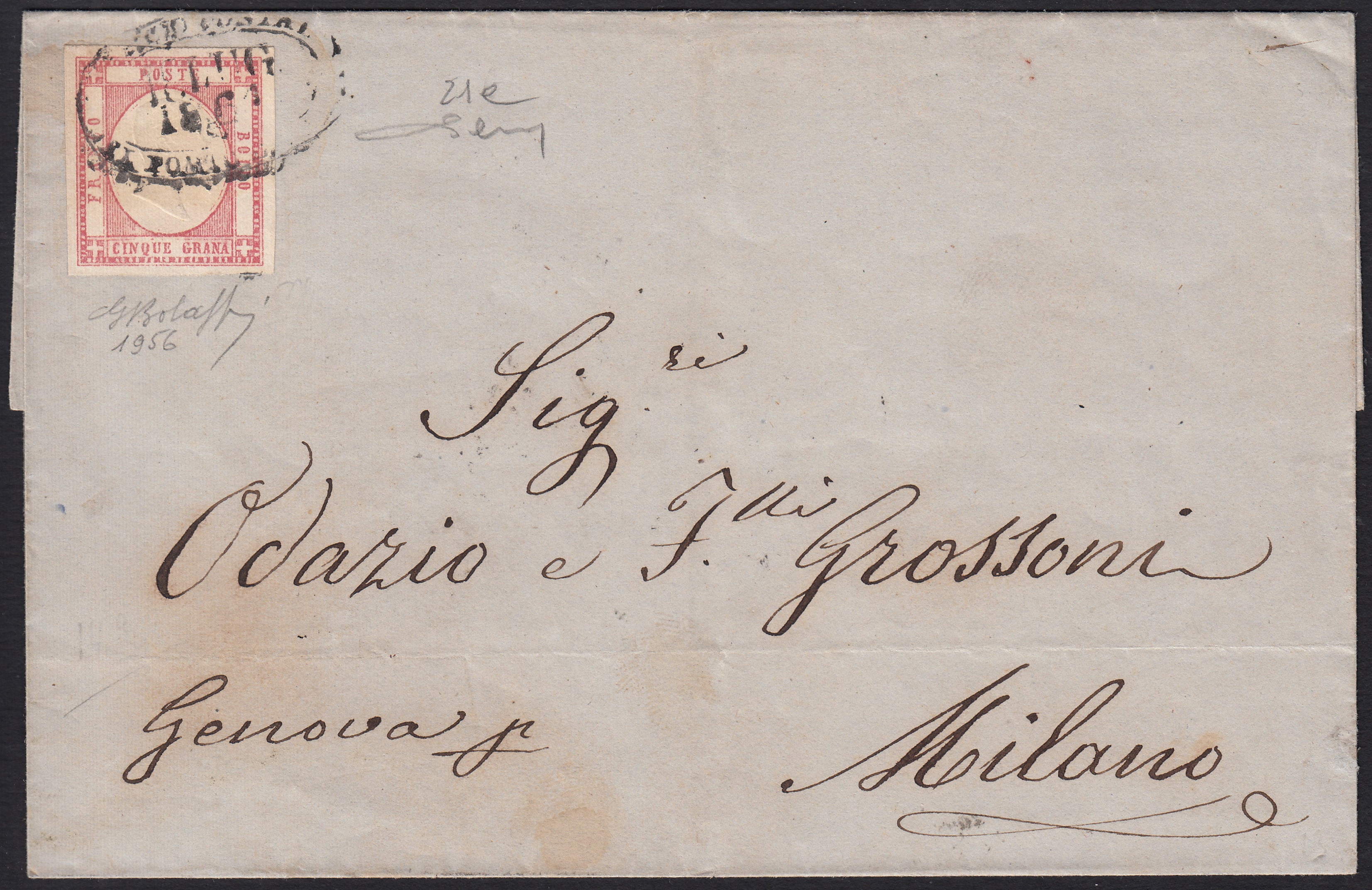1861 - 1 black grain, copy with triple effigy, new with original rubber (19 AD). Cardillo certificate.