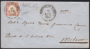 BO2515_11 - 1861 -  Lettera spedita da Napoli per Milano 20/4/61 affrancata con 5 grana rosa lilla (21b)