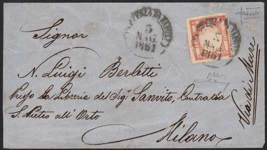 1861 - 1 black grain, copy with triple effigy, new with original rubber (19 AD). Cardillo certificate.