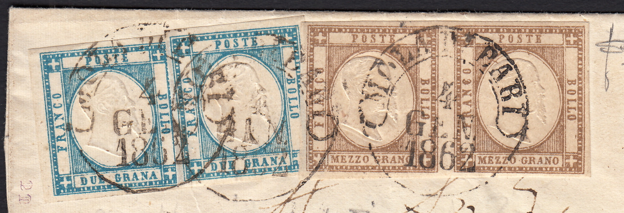 1861 - 1 black grain, copy with triple effigy, new with original rubber (19 AD). Cardillo certificate.