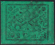 BO254_12 - 1867 - Pontificio II emissione c. 2 verde giallo usato (13)