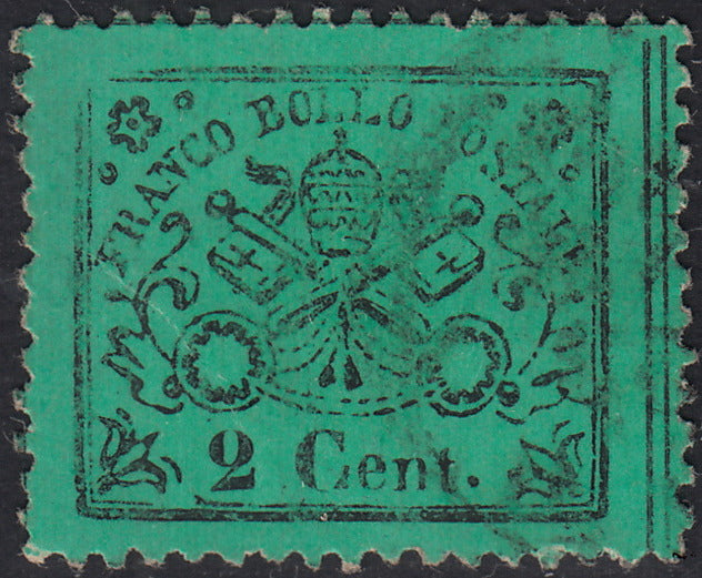 BO254_15 - 1868 - Pontificio III emissione c. 2 verde chiaro usato (22)