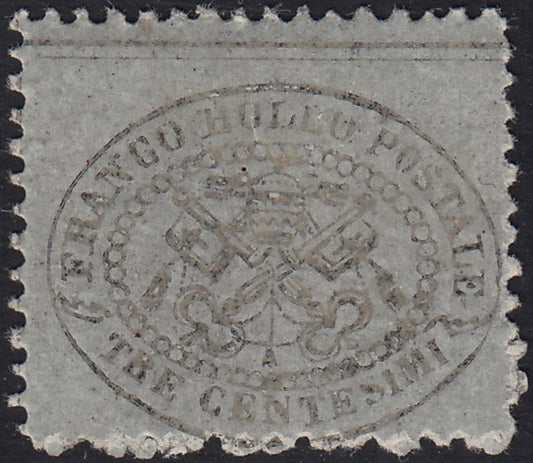BO254_21 - 1868 - Pontificio III emissione c. 3 grigio nuovo con gomma (24)