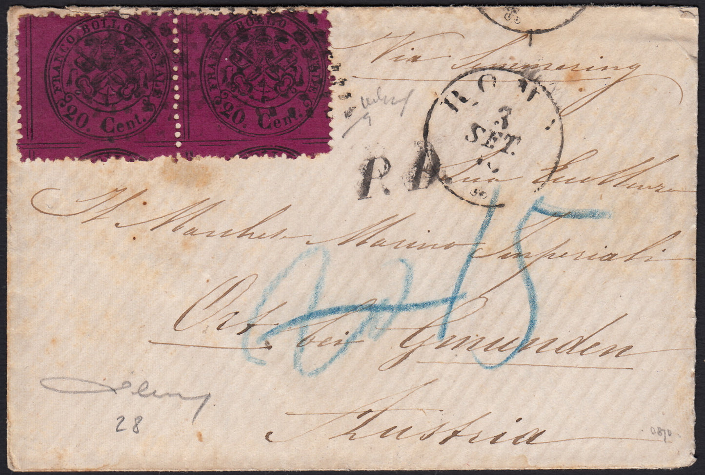 1859 - 1 brown olive grain II table paper of Naples new with original gum (4b) 